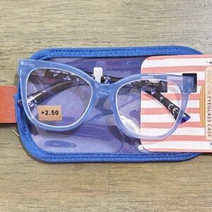 BLUE Nicole Miller Readers 2.50 strength. Comes with a plastic pouch.